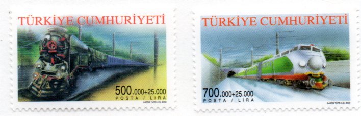 TURKEY B270-1 MNH SCV $5.50 BIN $2.75 TRAINS