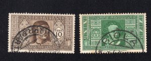 Italy 1932 10c & 15c Dante Aligheri Society, Scott 268-269 used, value = $3.20