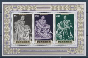 [113750] Penrhyn Cook Isl. 1976 Easter 500th Anniversary Michelangelo Sheet MNH