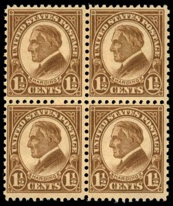 US Sc 633 MNH BLOCK of 4 - 1927 1½¢ - Harding