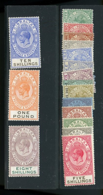 GIBRALTAR KING GEORGE V DEFINITIVES SCOTT #76/92  MINT HINGED--SCOTT  $753.55 