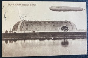 1914 Dresden Germany RPPC Postcard Cover To Ifhennersdorf Sachsen Zeppelin