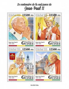 GUINEA - 2020 - Pope John Paul II - Perf 4v Sheet - Mint Never Hinged