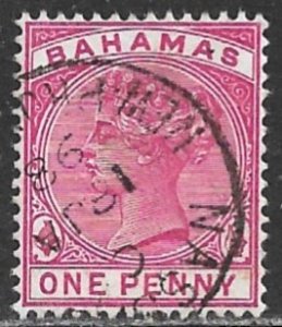 BAHAMAS 1884-90 QV 1d Carmine Rose Portrait Issue Sc 27 VFU