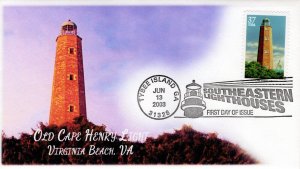 AO-3787, 2003, Southeastern Lighthouses, Add-on Cachet, First Day of Issue, Old