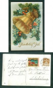 Denmark. 1932 Christmas Card. Seal + 10 Ore 24 Dec. Kettinge.Bell. See Condition