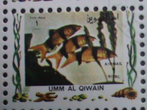 ​UMM AL QIWAIN-1973 LOVELY TROPICAL FISHES-CTO MINI SHEET VERY FINE