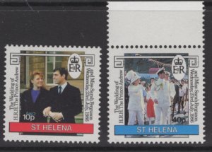 ST.HELENA SG486/7w 1986 ROYAL WEDDING WMK INVERTED MNH