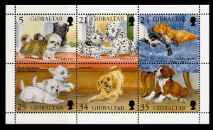 GIBRALTAR QEII SG761a, 1996 puppies sheetlet no's 761/766, NH MINT.