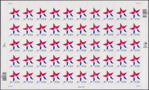 US 3613 Patriotic Star 3c sheet B333 (50 stamps) MNH 2002