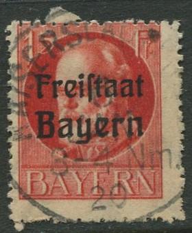 Bavaria -Scott 197 - Bavarian Overprint -1919-20 - Used -15pf Stamp