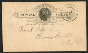 1888 Albany ME to Yarmouthville Postal Card Forest Paper Co Poplar Wood Shipment