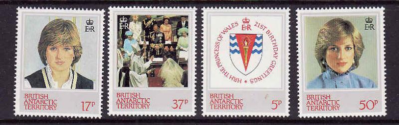 British Antarctic Territory-Sc#92-5- id2-unused NH set-Princess Diana-1982-