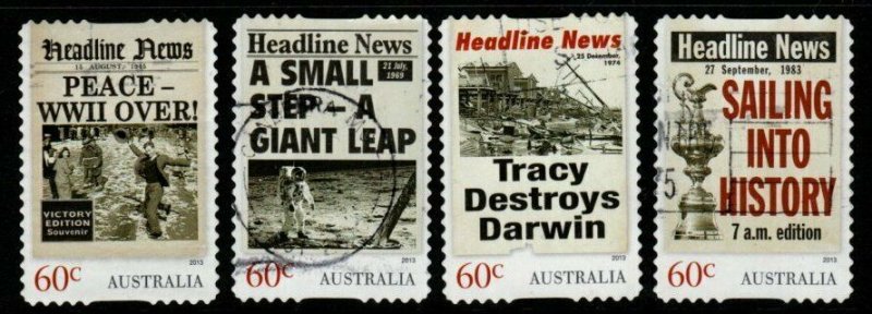 AUSTRALIA SG4034/7 2013 HEADLINE NEWS SELF ADHESIVES FINE USED 