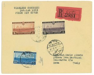 P2946 - EEGYPT. 1938 WIRELESS CONGRESS 1938 FDC TO ITALY, REGISTERED-