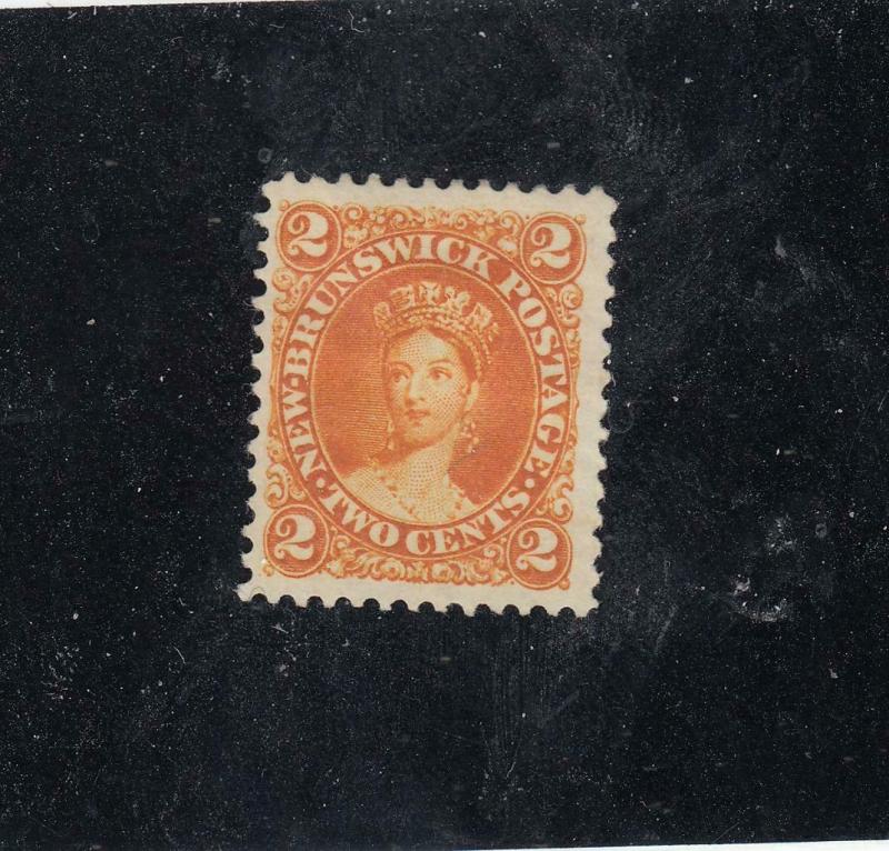 NEW BRUNSWICK # 7 VF-MNGH 2cts 1860 QV /FRONT FACED/ ORANGE CAT VALUE $25