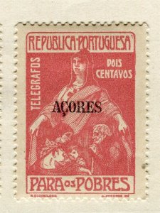 PORTUGAL AZORES; Early 1900s Telegrafos issue fine Mint hinged 10c. value