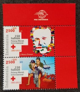 Indonesia 150th Anniv Red Cross 2013 Henry First Aid Helicopter (stamp logo) MNH