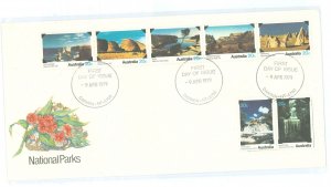 Australia  700-706 1979 National Parks(set of seven scenic Landscapes)on an unaddressed cacheted FDCC