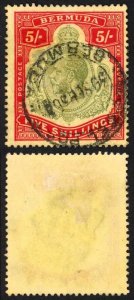 Bermuda SG53d 5/- Green and Carmine/pale yellow Cat 120 pounds