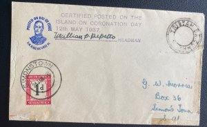 1937 Tristan da Cunha Cover to Simonstown South Africa King George VI Coronation