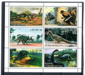 Turkmenistan 1999 DINOSAURS Sheet (6) Perforated Mint (NH)