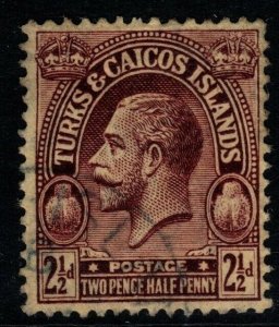 TURKS & CAICOS IS. SG167 1922 2½d PURPLE/PALE YELLOW FINE USED