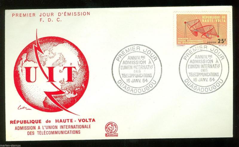 UPPER VOLTA  CENTENARY OF THE INT'L TELECOMMUNICATION UNION STAMP FDC