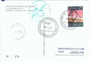 72103 - STORIA POSTALE - AVIAZIONE: ann. volo DANNUNZIO su TRENTO - Glider Mail