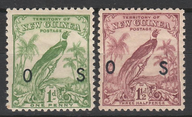 NEW GUINEA 1932 UNDATED BIRD OS 1D AND 112/D