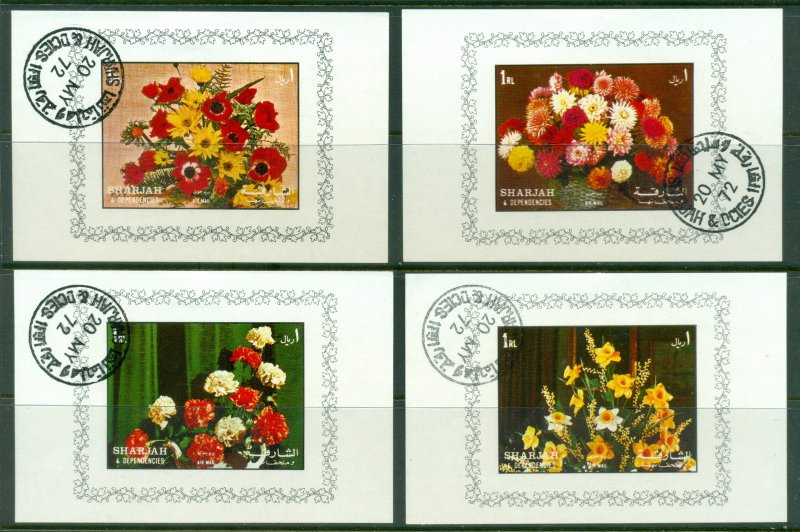 Sharjah 1972 Mi#1216-1219 Flowers II 4xDLMS CTO