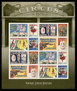 US SCOTT 4898-4905 Vintage Circus Posters Mint Pane  of 16