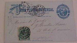 URUGUAY POSTAL CARD MONTIVIDEO 1890 B/S NY OPERA CLASS