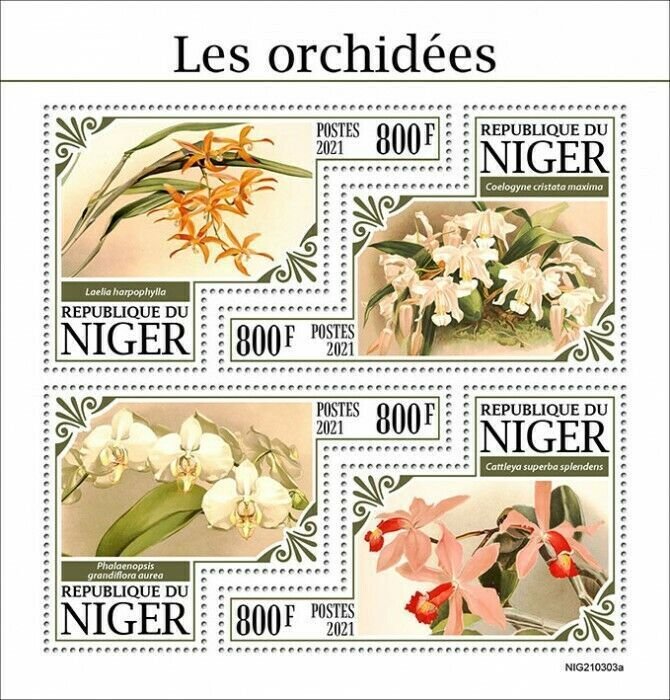 2021/08- NIGER - ORCHIDS                   4V complet set    MNH ** T