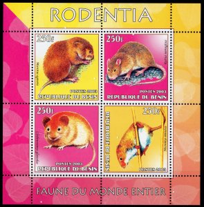 Benin 2003  Rodents Mouses Squirrels Sheetlet (4) Perforated MNH