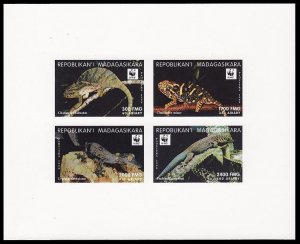 Madagascar WWF Geckos and Chameleons De-Luxe Sheet Combo reprint 1999 MNH
