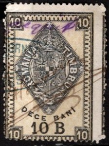 1890 Romania 10 Bani General Tax Duty Used