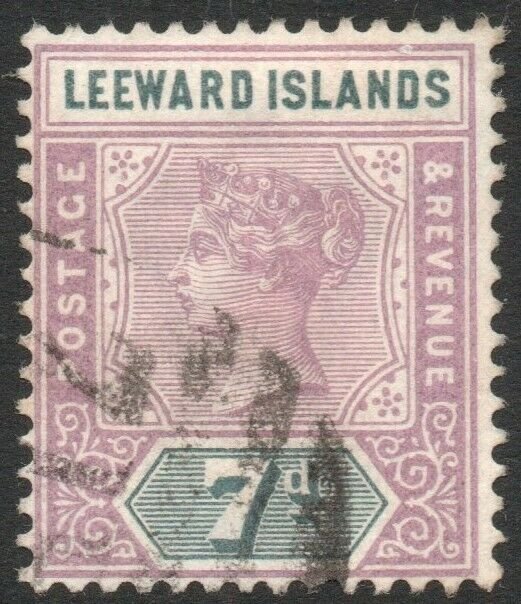 LEEWARD ISLANDS-1890 7d Dull Mauve & Slate Sg 6 GOOD USED V42903