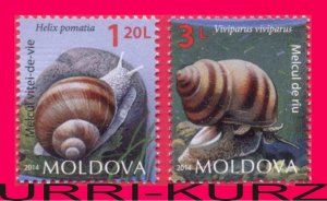 MOLDOVA 2014 Nature Fauna Snails Clams Mollusks Cone Shells 2v Sc838, 842 MNH