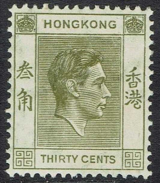 HONG KONG 1938 KGVI 30C PERF 14