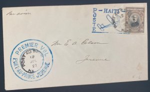 1927 Port Au Prince Haiti First Flight Airmail Cover FFC To Jeremie