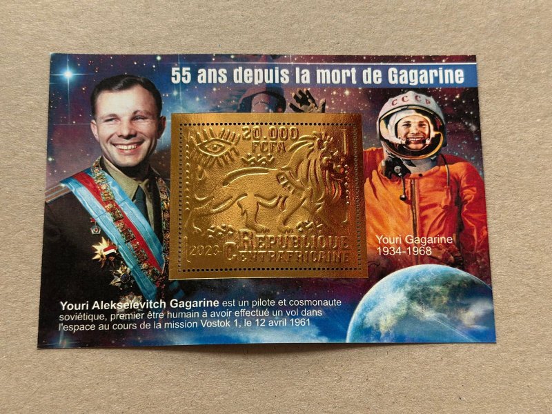 Space, Gagarin 2023 year 6 blocks Foil. Bronze perforated  NEW MNH**
