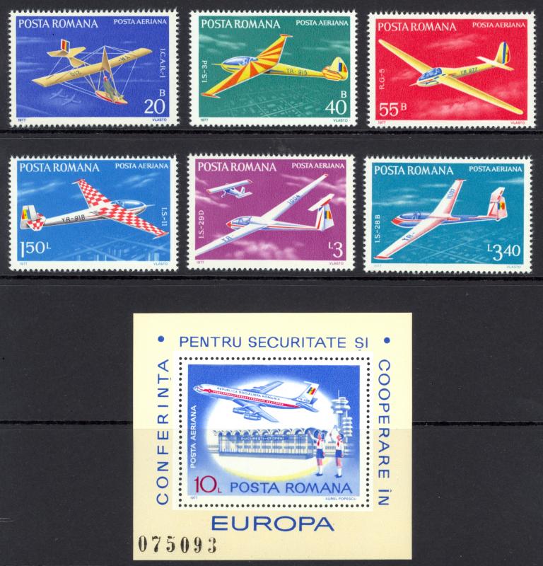 Romania Sc# C206-C212 MNH 1977 Aircraft