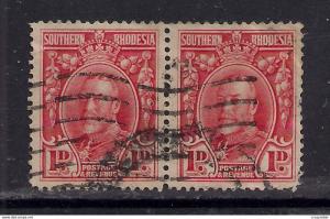 Southern Rhodesia 1931 - 37 KGV Pair of 1d Red used stamp SG 16b  ( F445)