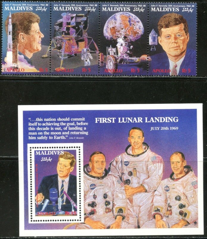 MALDIVE IS. Sc#1309-1310 1989 Kennedy-Space Achievements Complete Set OG MNH