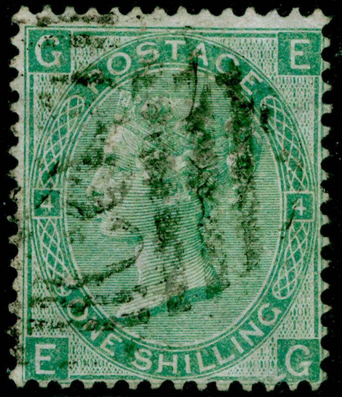 SG101, 1s green plate 4, FU. Cat £140. WMK EMBLEMS. C83 RIO DE JANEIRO. EG 