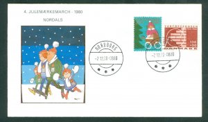 Denmark Cover. 1980. Family Walk. Nordborg“Christmas Seal Walk# 4. Sc. #B59