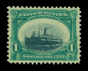US 1901 Pan-American Exposition - STEAMSHIP  1c green  Scott 294 mint MNH  XF