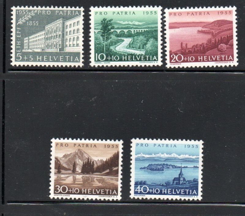 Switzerland Sc B242-46 1955  Pro Patria, views, stamp set mint NH