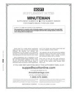 Scott US Minuteman Supplement #52 for Stamp issued in 2020